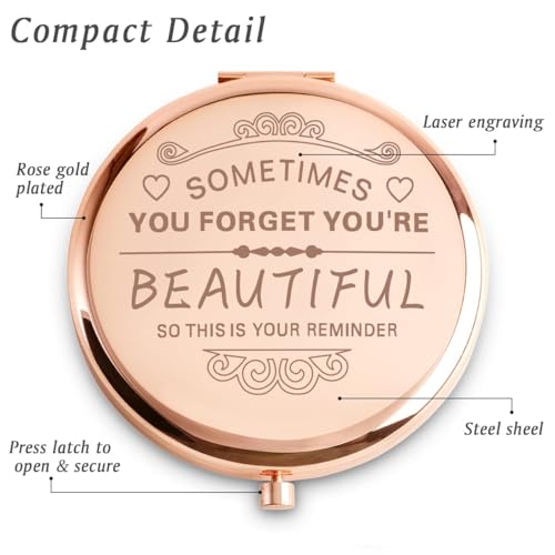QUSTGO Personalized Gift for Women Girls Her, Custom Gifts for Adult Teen, Inspirational Compact Mirror for Birthday, Graduation, Mothers Day, Basket Stuffers - Image 3
