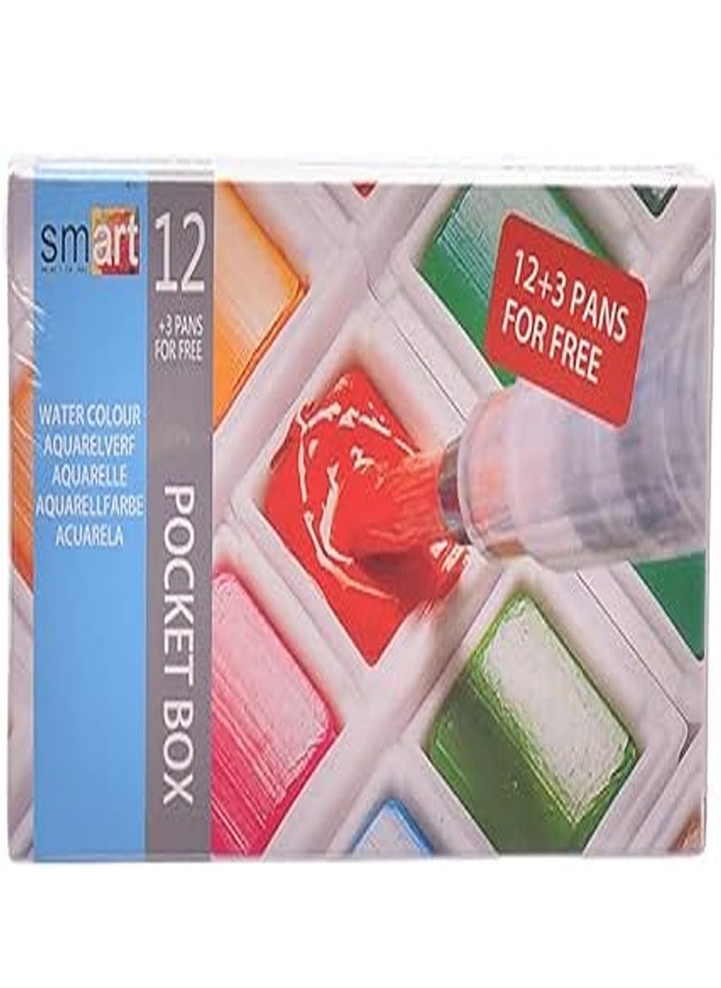 Smart Aquarelle 12 Color Set with 3 Colors Gift By Smart -ITEM NO:STK-215-002  - Image 3