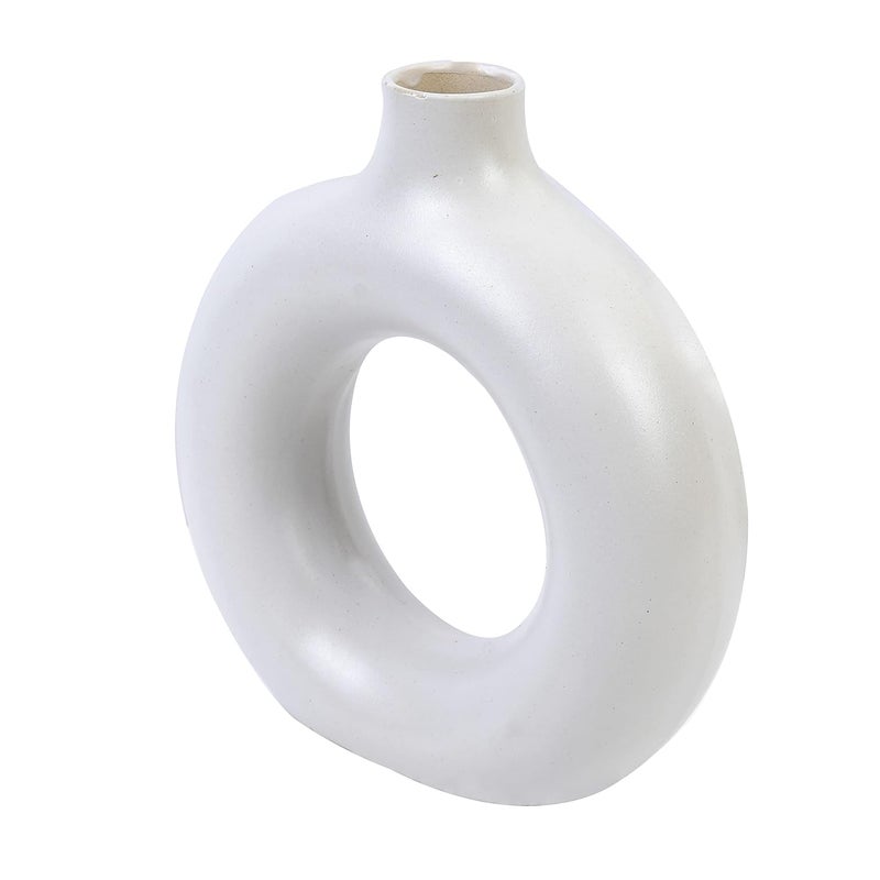 Kreative Homes Kreative Homes Premium Donut Ring Vases Ceramic Round Shaped Flower Pot Ring Shaped vases Handcrafted Flower Vases and Pot for Home Decoration Center Table Decor Ideal Gift White  - Image 5