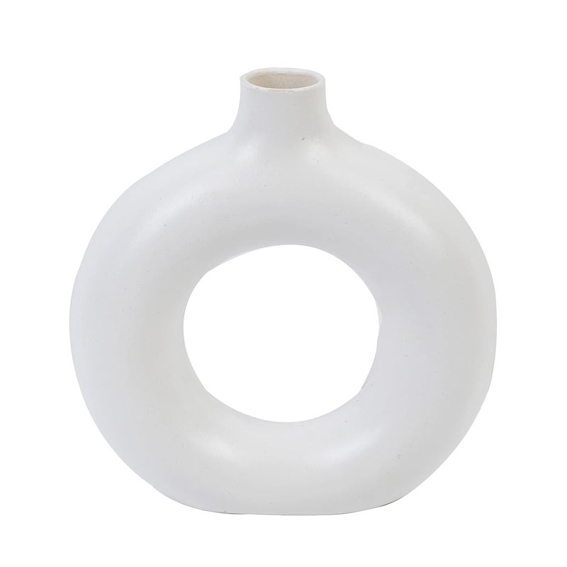 Kreative Homes Kreative Homes Premium Donut Ring Vases Ceramic Round Shaped Flower Pot Ring Shaped vases Handcrafted Flower Vases and Pot for Home Decoration Center Table Decor Ideal Gift White  - Image 4