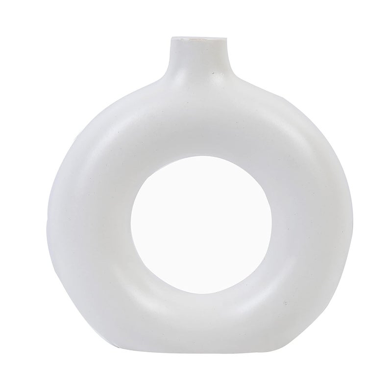 Kreative Homes Kreative Homes Premium Donut Ring Vases Ceramic Round Shaped Flower Pot Ring Shaped vases Handcrafted Flower Vases and Pot for Home Decoration Center Table Decor Ideal Gift White  - Image 2