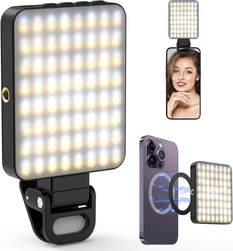 Diyife Selfie Ring Light, [360° Rotation] Rechargeable 1000mAh Selfie Light for Phone, 60 LED 10 Level Brightness Portable Phone Clip on Light for Laptop, Makeup, Vlog, TikTok, Video Recording - Image 1
