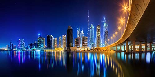AOFOTO 6x3ft Cityscape Panorama Skyline Downtown Night Scene Skyscraper Backdrop Urban Shining Lights Modern Skyscrapers City Buildings Bridge Landscape Photography Background Photo Studio Props - Image 5