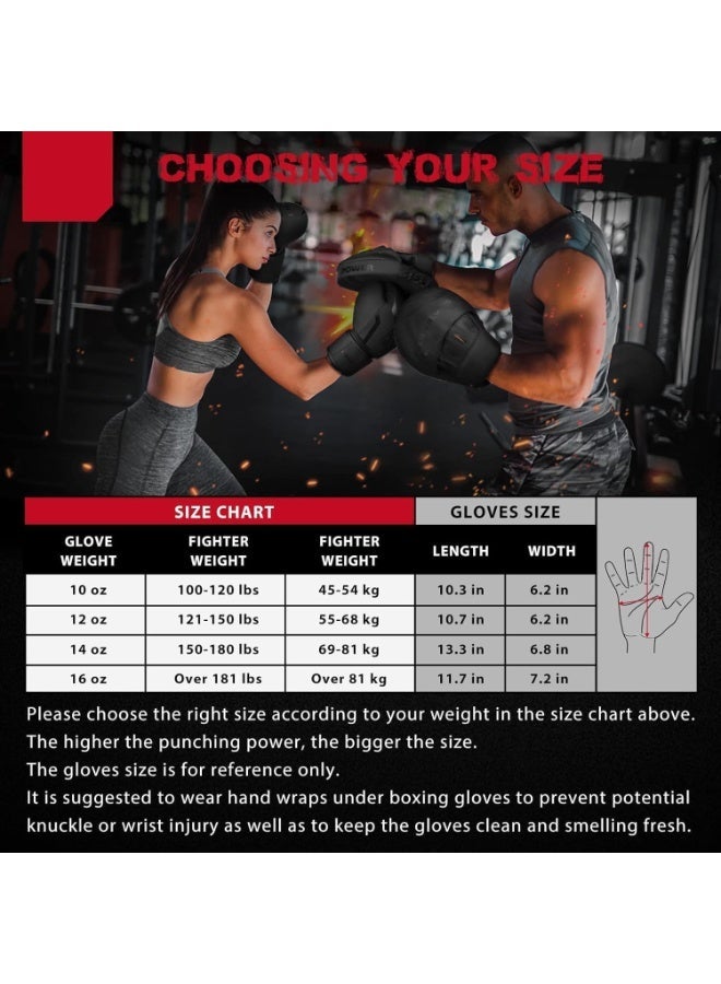 YOUWE7 Boxing Gloves for Men & Women, Boxing Training Gloves, Kickboxing Gloves, Sparring Punching Gloves, Heavy Bag Workout Gloves for Boxing, Kickboxing, Muay Thai, MMA（10 12 14 16oz） - Image 3