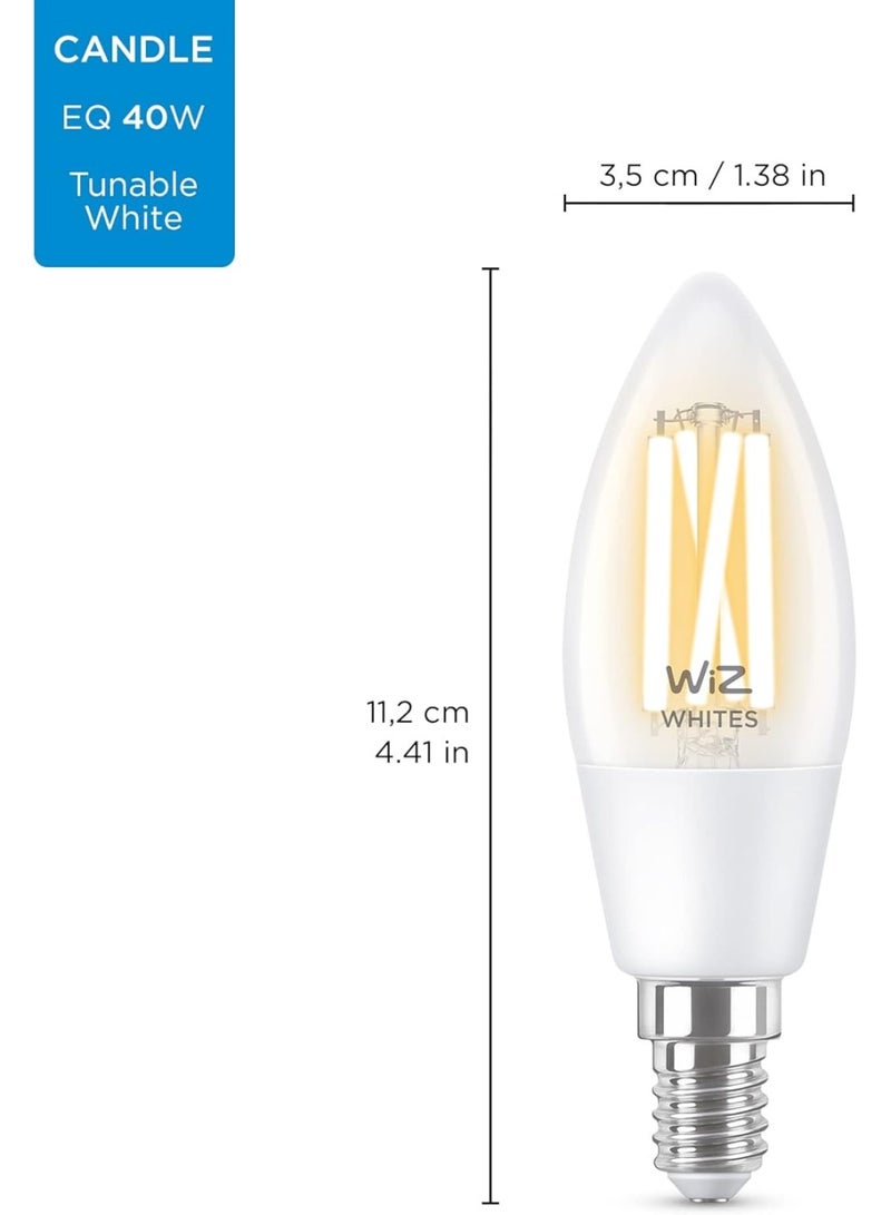 Wiz Smart Light Bulb Filament Clear Candle Light C35 E14 Tunable White Wi-Fi Compatible With Google Assistant Alexa And Siri - Image 3