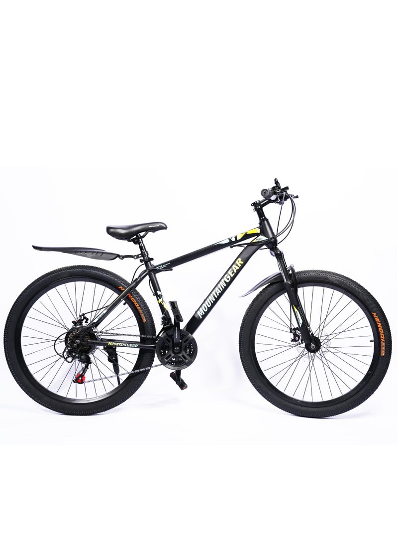 MOUNTAIN GEAR 21 Speed Explorer MTB Road Bike | 26 inch Spoke Wheel Bicycle | Disk Brakes | Shock Absorbing Front Fork | Shimano Shifters | High Carbon Steel | MTB Seat  - Image 1