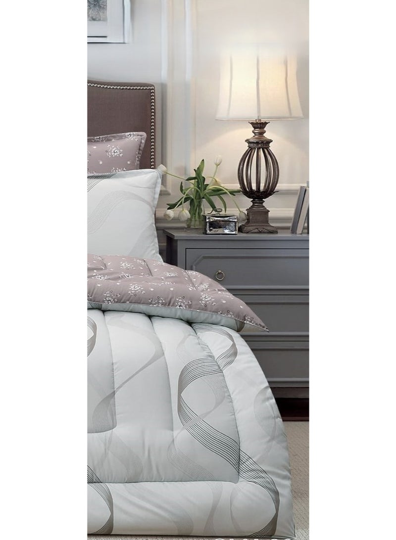 لوفيرا طقم مفرش نفرين ملكي لحاف قماش متين وناعم ونقشة عصرية 8 قطع مقاس 240*260 سم - Image 4