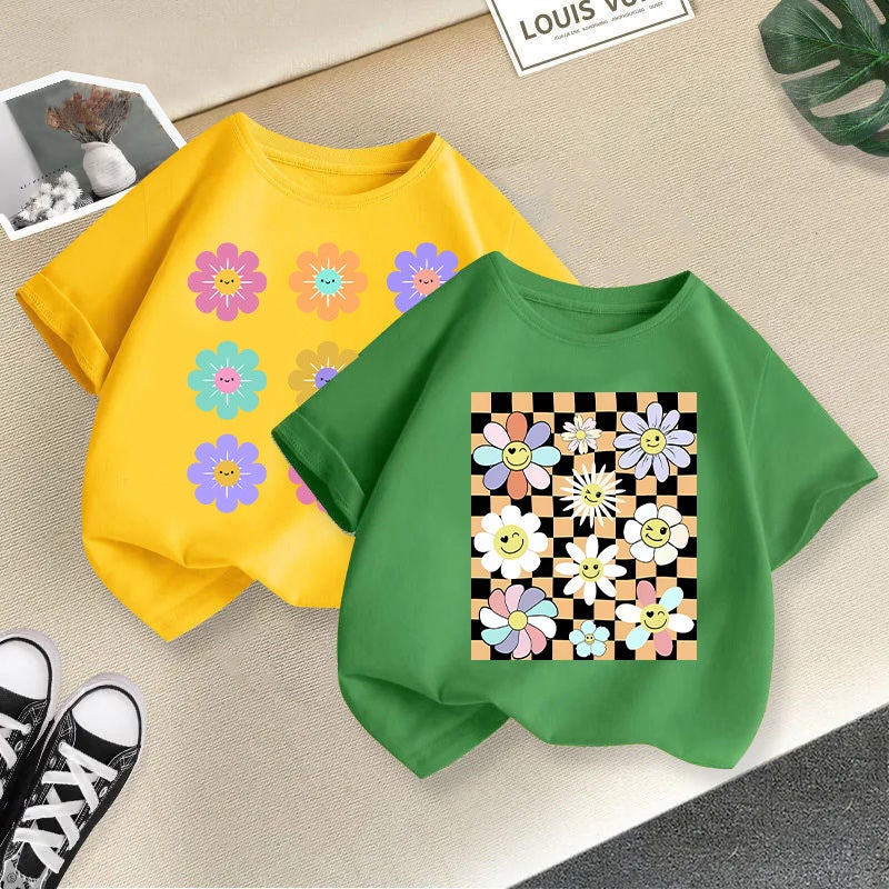 Girls' Short-Sleeved T-Shirt Cotton 2026 New Style Children'S Cartoon Print Half-Sleeve Girls' Korean Style Trendy Children'S Clothing - Image 4
