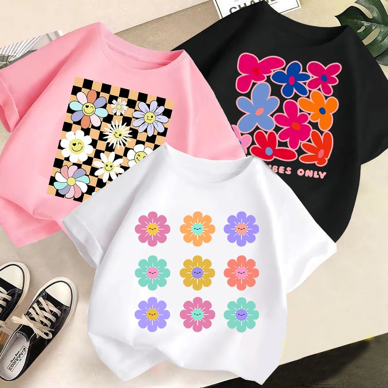 Girls' Short-Sleeved T-Shirt Cotton 2026 New Style Children'S Cartoon Print Half-Sleeve Girls' Korean Style Trendy Children'S Clothing - Image 2