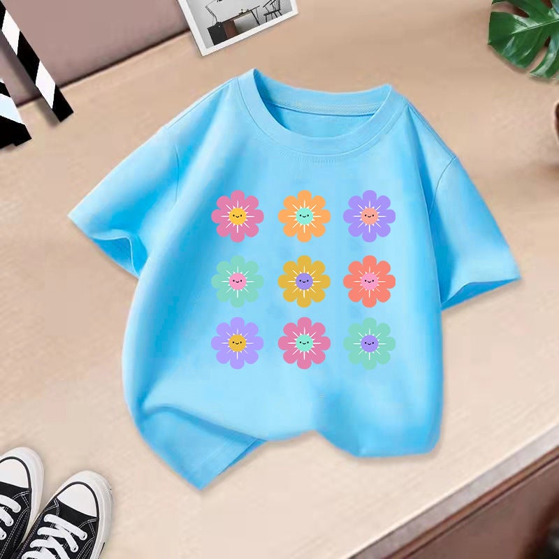 Girls' Short-Sleeved T-Shirt Cotton 2026 New Style Children'S Cartoon Print Half-Sleeve Girls' Korean Style Trendy Children'S Clothing - Image 1