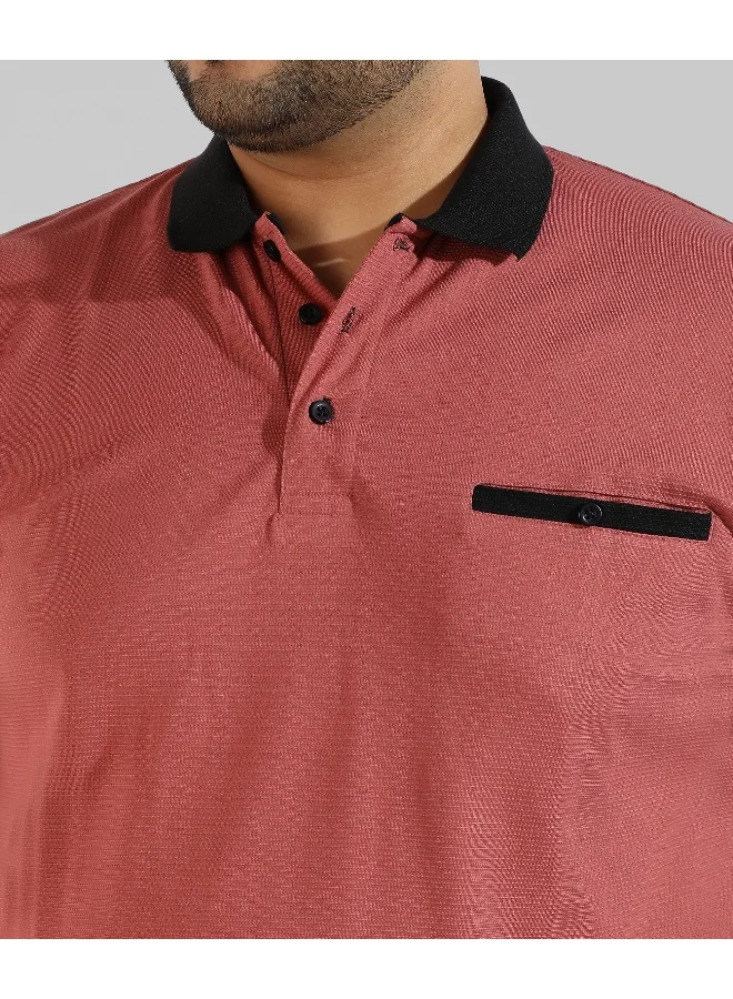 Instafab Plus Men's Solid Red Regular Fit Casual T-Shirt