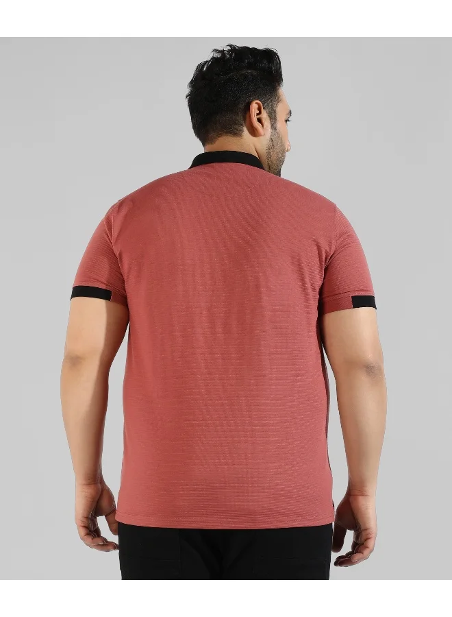 Instafab Plus Men's Solid Red Regular Fit Casual T-Shirt