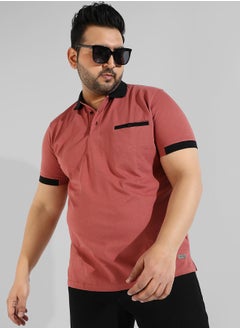 Instafab Plus Men's Solid Red Regular Fit Casual T-Shirt  - Image 1