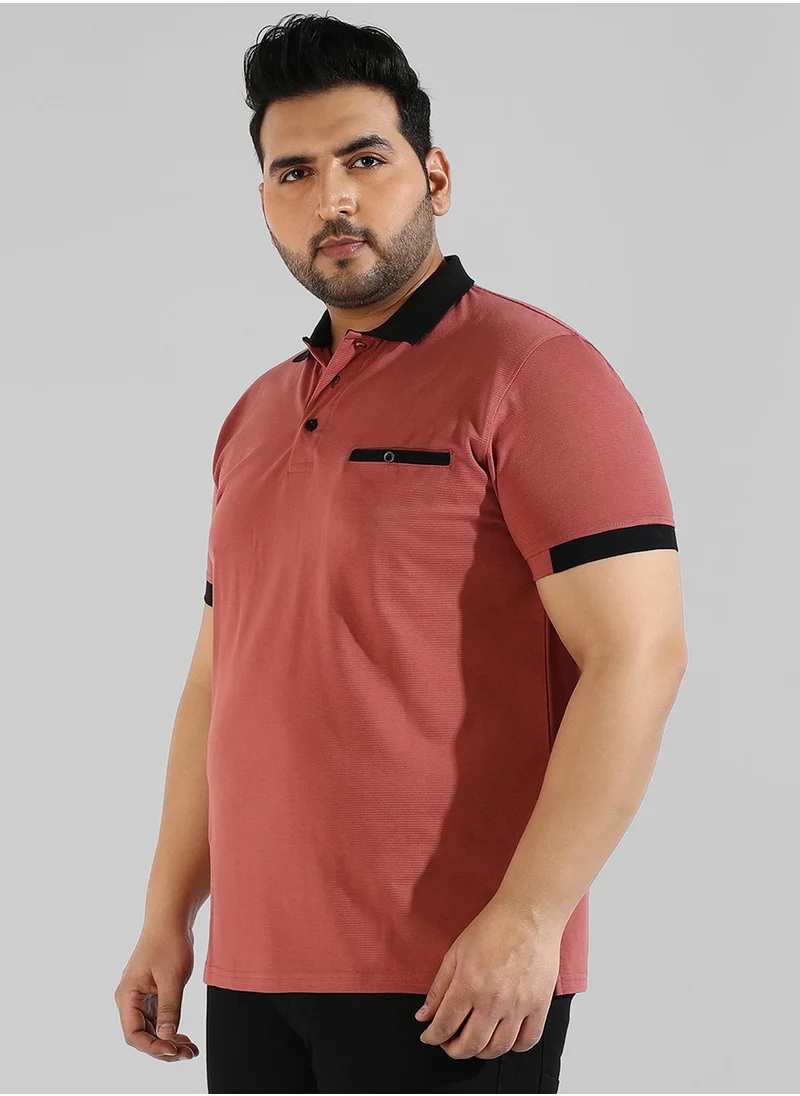 Instafab Plus Men's Solid Red Regular Fit Casual T-Shirt