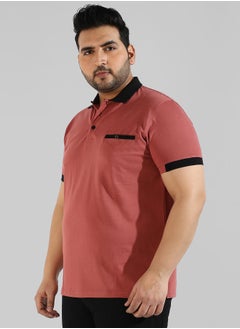 Instafab Plus Men's Solid Red Regular Fit Casual T-Shirt  - Image 2