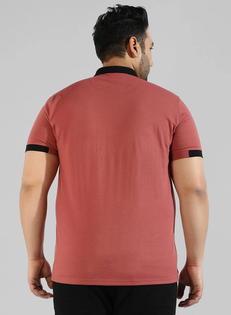 Instafab Plus Men's Solid Red Regular Fit Casual T-Shirt