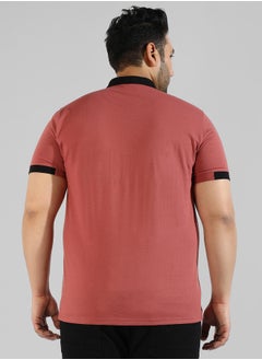 Instafab Plus Men's Solid Red Regular Fit Casual T-Shirt  - Image 3