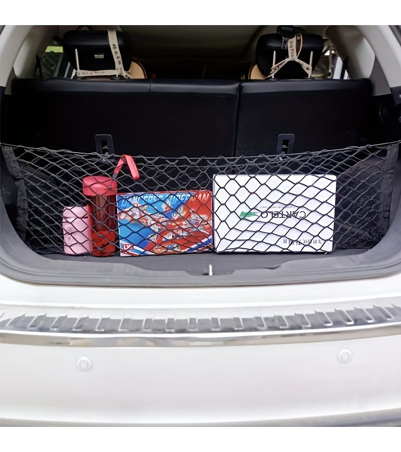 Black Trunk Storage Net with Stretchable Hook for Pickup Trucks SUVs Sedans Easy Durable Car Cargo Organizer - Image 4