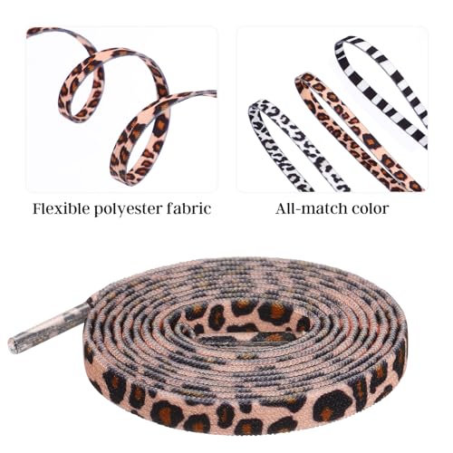 Amosfun 3 Pairs Animal Print Shoelaces - Leopard, Cow, Zebra - Elastic Shoe Laces - Polyester Flat Shoelaces for Sneakers & Boots - Image 4
