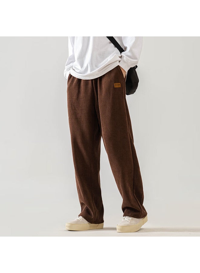 Foss Phil Men's Pants, Autumn And Winter Corduroy, Loose-fitting Versatile Wide-leg Straight Trousers, Sports Casual Pants, 2818 Coffee XL - Image 5