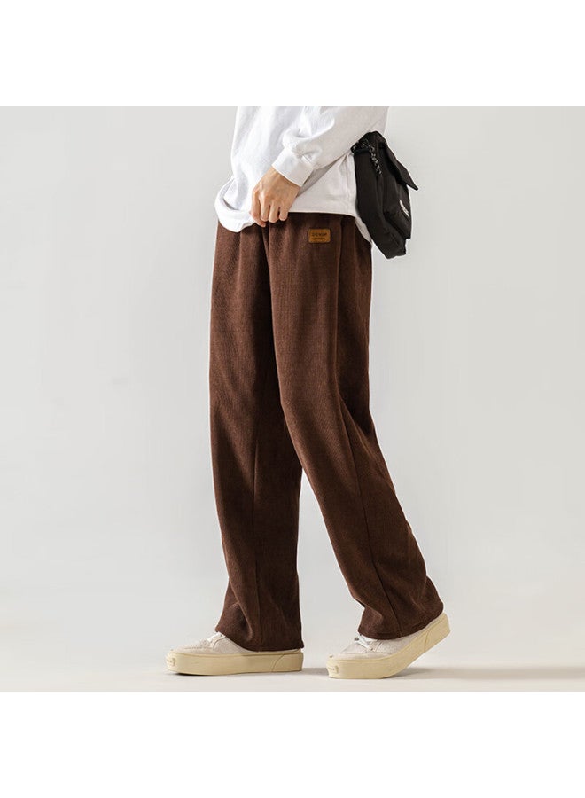 Foss Phil Men's Pants, Autumn And Winter Corduroy, Loose-fitting Versatile Wide-leg Straight Trousers, Sports Casual Pants, 2818 Coffee XL - Image 1