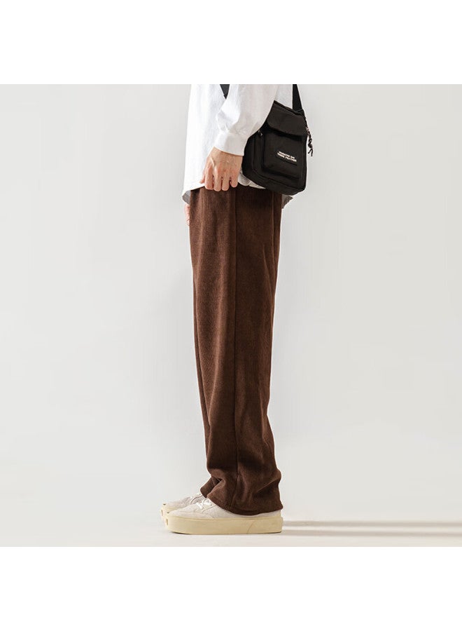 Foss Phil Men's Pants, Autumn And Winter Corduroy, Loose-fitting Versatile Wide-leg Straight Trousers, Sports Casual Pants, 2818 Coffee XL - Image 3