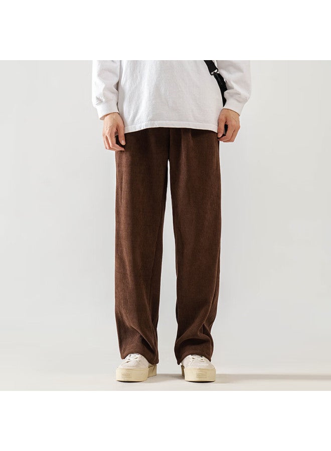 Foss Phil Men's Pants, Autumn And Winter Corduroy, Loose-fitting Versatile Wide-leg Straight Trousers, Sports Casual Pants, 2818 Coffee XL - Image 4