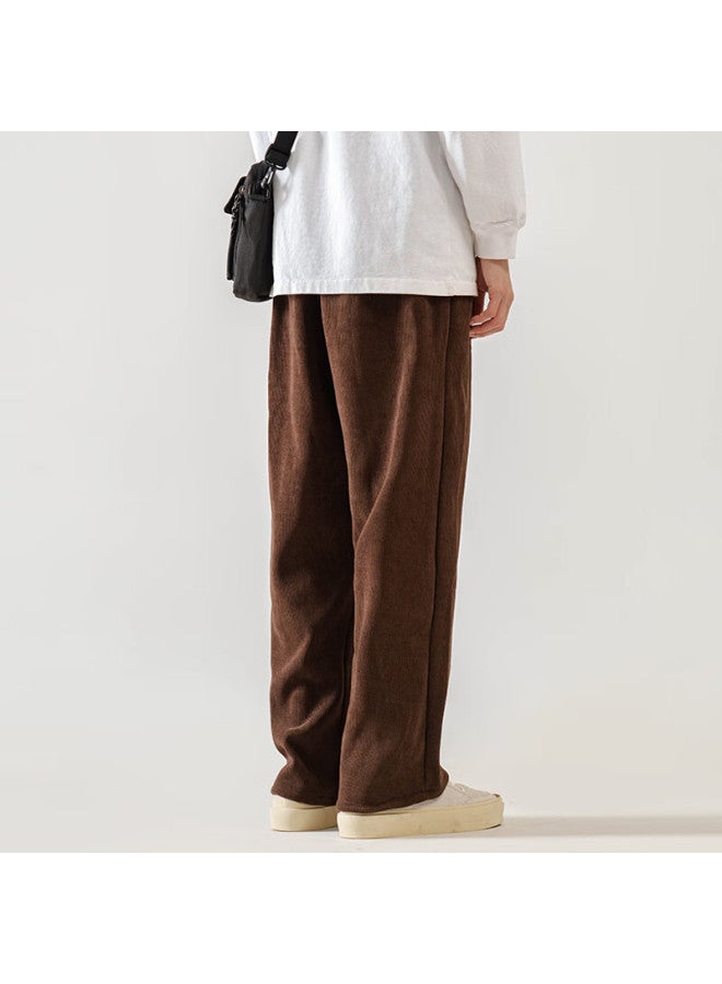 Foss Phil Men's Pants, Autumn And Winter Corduroy, Loose-fitting Versatile Wide-leg Straight Trousers, Sports Casual Pants, 2818 Coffee XL - Image 2