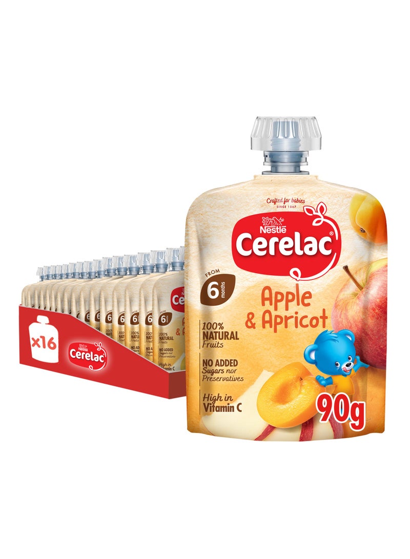 Cerelac Fruits Puree Pouch In Apple And Apricot 16 x 90g - Image 1