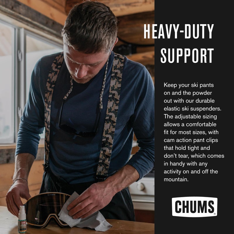 Chums Ski Suspenders for Men & Women - Heavy Duty Support Adjustable Elastic Mens Suspenders w/ Pant Clips that Won't Tear - For Skiing, Snowboarding, Winter Sports & More -One Size Fits Most (Black) - Image 2
