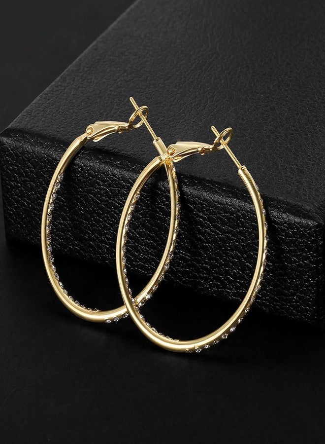 KOSE Gold Hoop Earrings for Women Hypoallergenice, 35mm Rhinestone Hoop Earrings with 14K Gold Plating, Gift for Women - Image 5