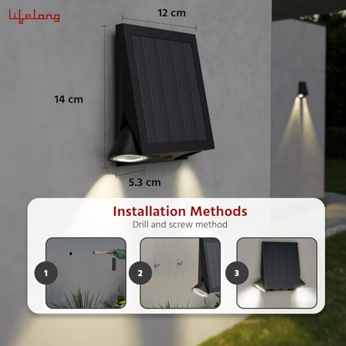 Lifelong Plastic Solar Outdoor Wall Light|800 Lumens Dual Head, 2000mAh Battery, 4 Lighting Modes|LED Light for Garden, Balcony, Wall, Patio, Terrace, Camping Accessories| IP44 Solar Panel - Image 3