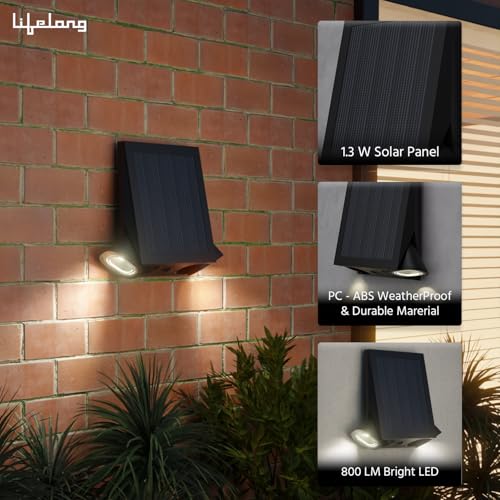 Lifelong Plastic Solar Outdoor Wall Light|800 Lumens Dual Head, 2000mAh Battery, 4 Lighting Modes|LED Light for Garden, Balcony, Wall, Patio, Terrace, Camping Accessories| IP44 Solar Panel - Image 2