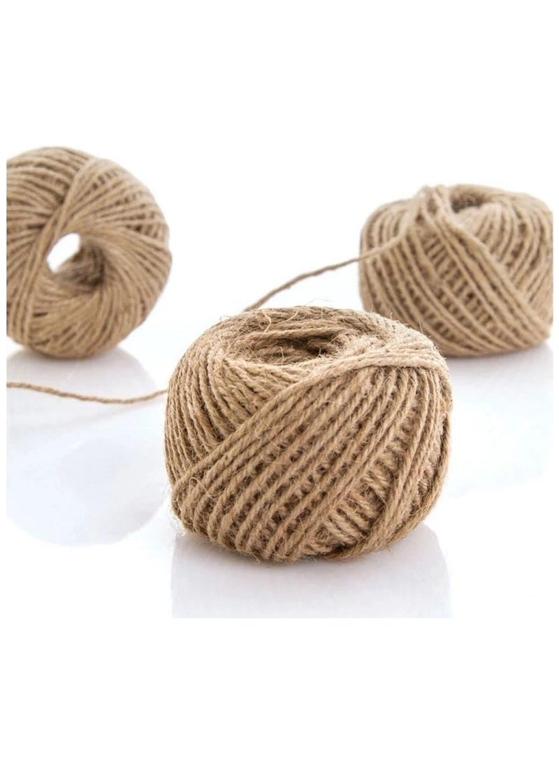 Jute Twine Pack of 2-1 Roll 100M Natural Twine Burlap 2mm Thin Hemp Rope for Kitchen and Twine Rope for Crafts - Gifts Wrapping, Garden Twine, Wedding Decoration - Brown  - Image 1