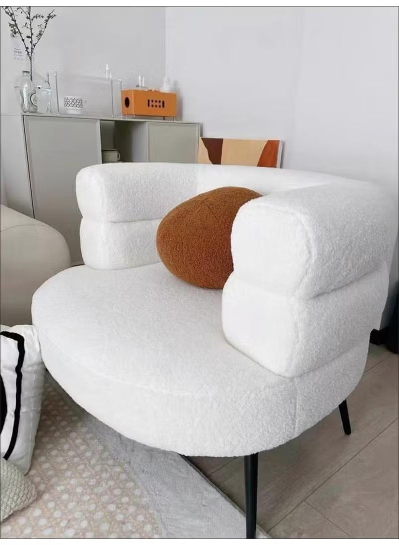 TELANPU Bouclé Fabric Vanity Chair- A stylish and modern dressing chair with a padded, soft seat and wide, sturdy legs, in white. - Image 2