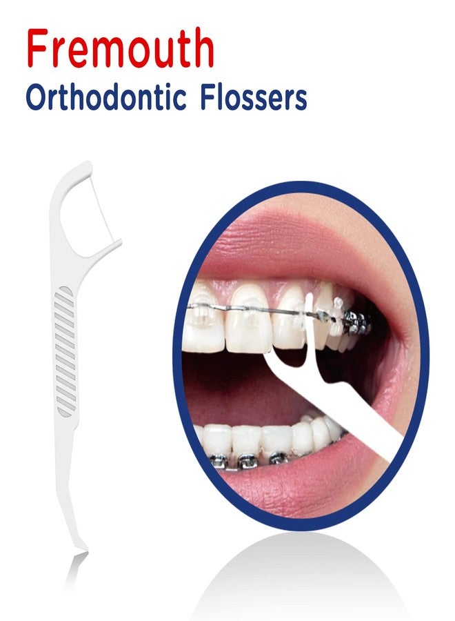 Fremouth Orthodontic Flossers for Braces - Ortho Dental Floss Picks, 100 Count (Pack of 3), with a Travel Case - Image 2