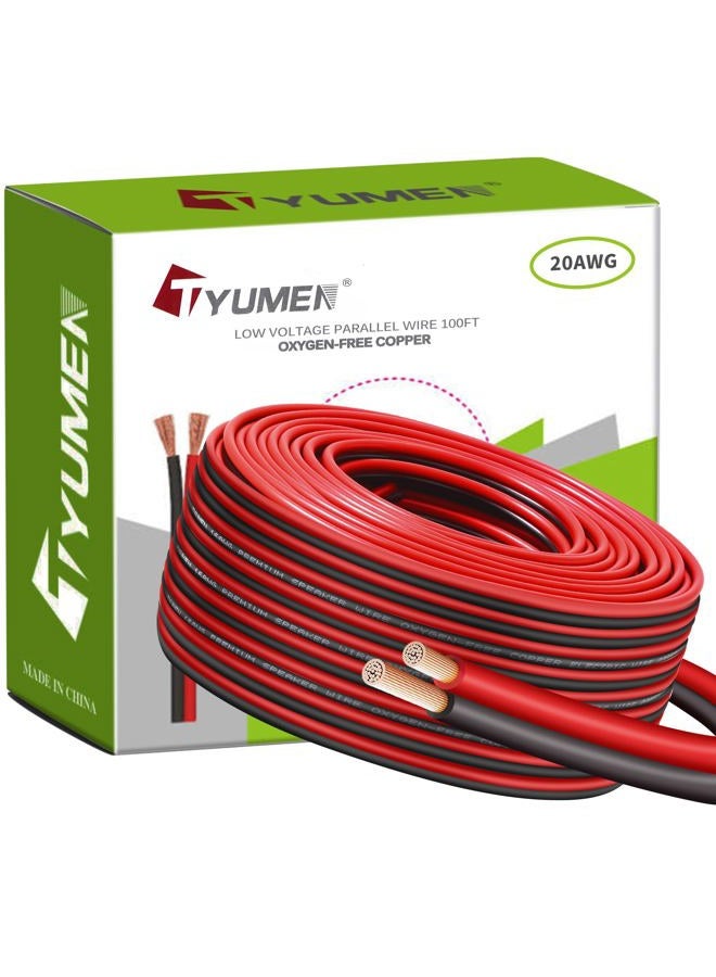 TYUMEN 100FT 20 Gauge 2pin 2 Color Red Black Cable Hookup Electrical Wire LED Strips Extension Wire, 20AWG OFC 12V/24V DC Extension Cable Wire Cord for Led Strips Single Color 3528 5050 - Image 1