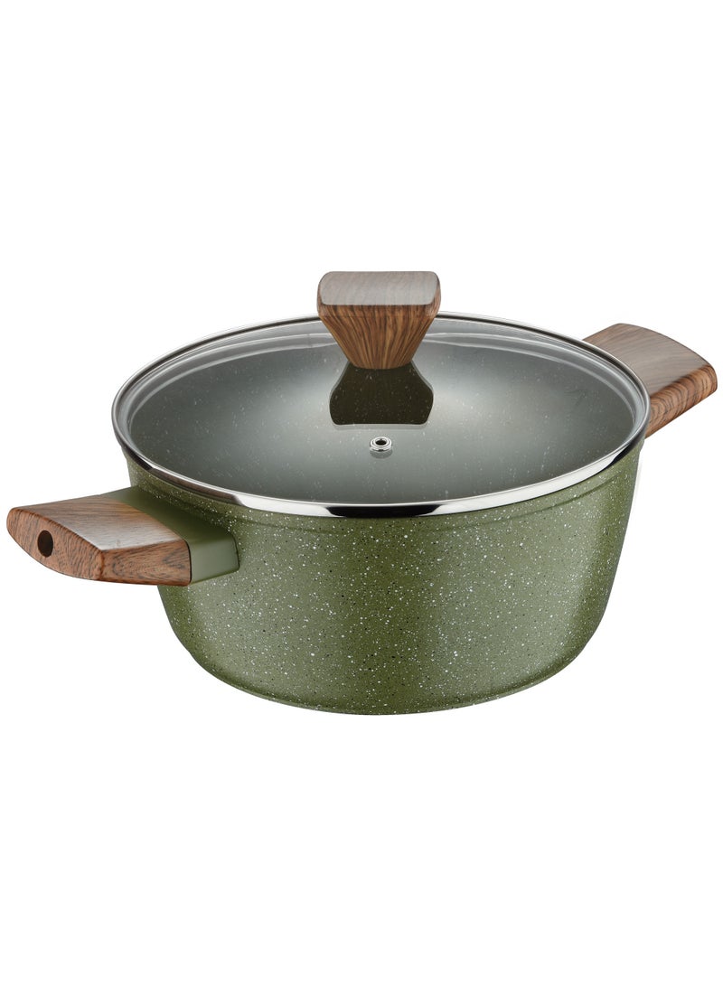 BERGNER ACADIA FORGED ALUMINUM  CASSEROLE W LID 30CM WITH  INDUCTION BOTTOM, GREEN COLOR, BG56245GR  - Image 1