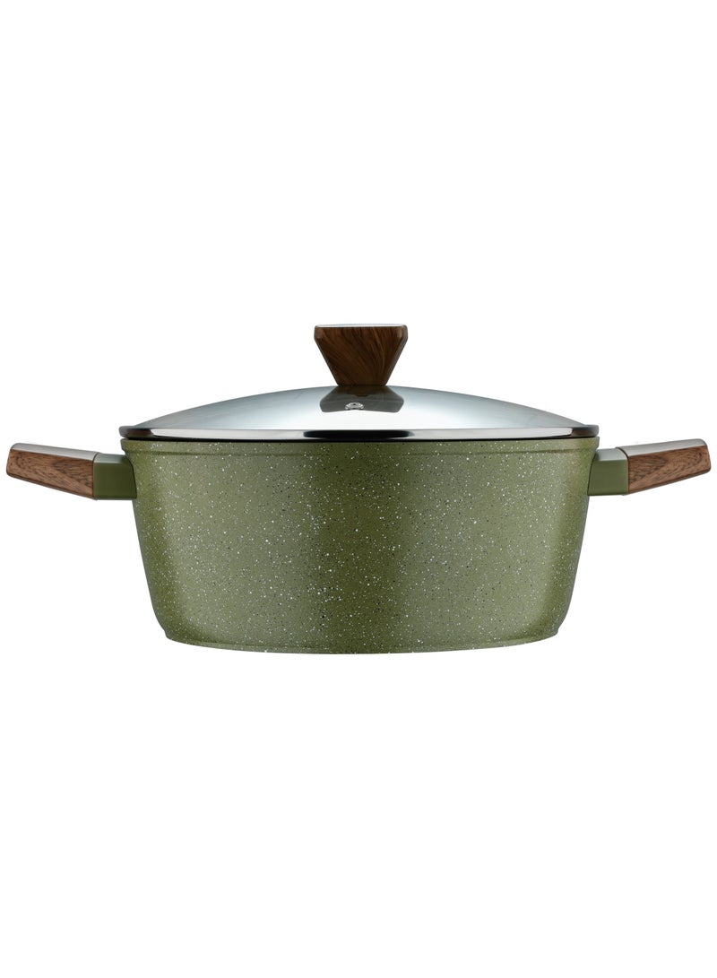BERGNER ACADIA FORGED ALUMINUM  CASSEROLE W LID 30CM WITH  INDUCTION BOTTOM, GREEN COLOR, BG56245GR  - Image 2