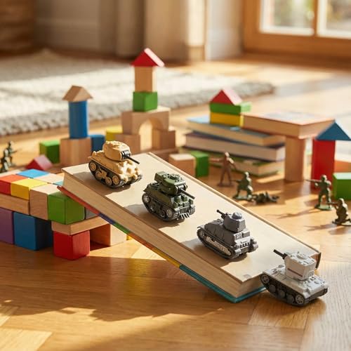 Ai-Fun 4PCS Pull Back Mini Tank Toy Car - Army Vehicle Military Toys, Die-Cast Battle Model for Kids, Durable Play Vehicle (Solid Color) - Image 4