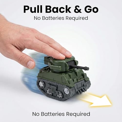 Ai-Fun 4PCS Pull Back Mini Tank Toy Car - Army Vehicle Military Toys, Die-Cast Battle Model for Kids, Durable Play Vehicle (Solid Color) - Image 3