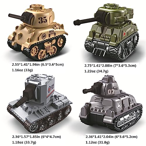 Ai-Fun 4PCS Pull Back Mini Tank Toy Car - Army Vehicle Military Toys, Die-Cast Battle Model for Kids, Durable Play Vehicle (Solid Color) - Image 5