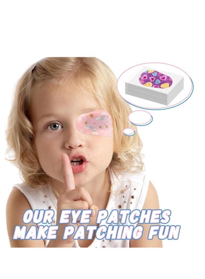 سي جي اس واي جيه رقعة لاصقة للعين، 56 قطعة، رقع للأطفال والبنات، رقع كبيرة من القماش، قابلة للتنفس، تصاميم لطيفة وممتعة، ضمادات قطنية لحجب الضوء، 8 أنماط - Image 5