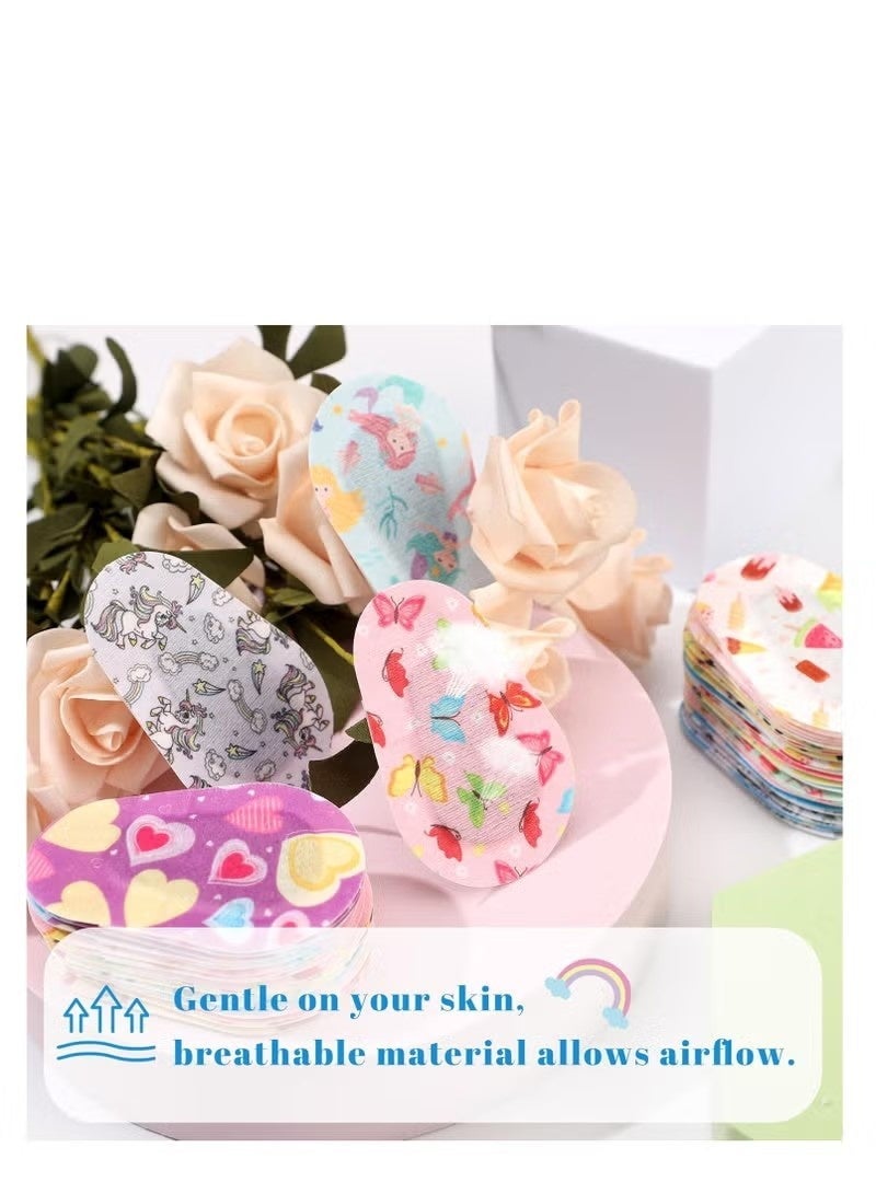 سي جي اس واي جيه رقعة لاصقة للعين، 56 قطعة، رقع للأطفال والبنات، رقع كبيرة من القماش، قابلة للتنفس، تصاميم لطيفة وممتعة، ضمادات قطنية لحجب الضوء، 8 أنماط - Image 4