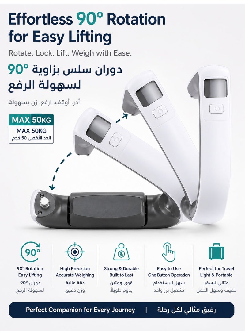 ADMOS 50kg Digital Luggage Scale – Accurate Portable Hanging Scale for Travel, Suitcase Weighing Tool with Backlit Display - Image 3