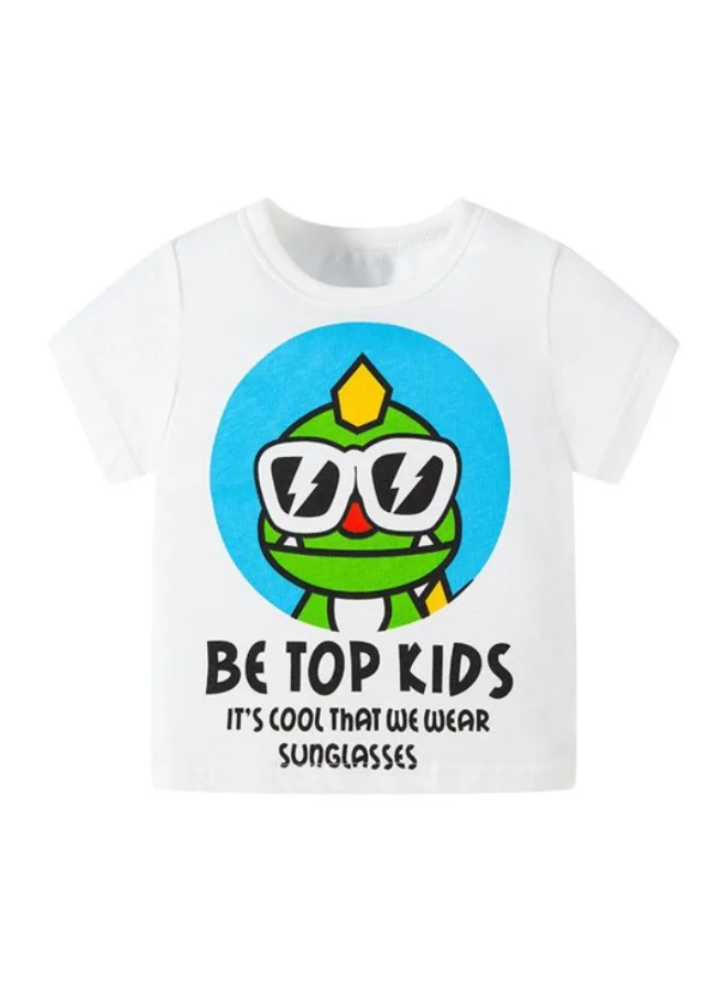 YUNIQEE White Printed Short Sleeve Crew Neck T-Shirt