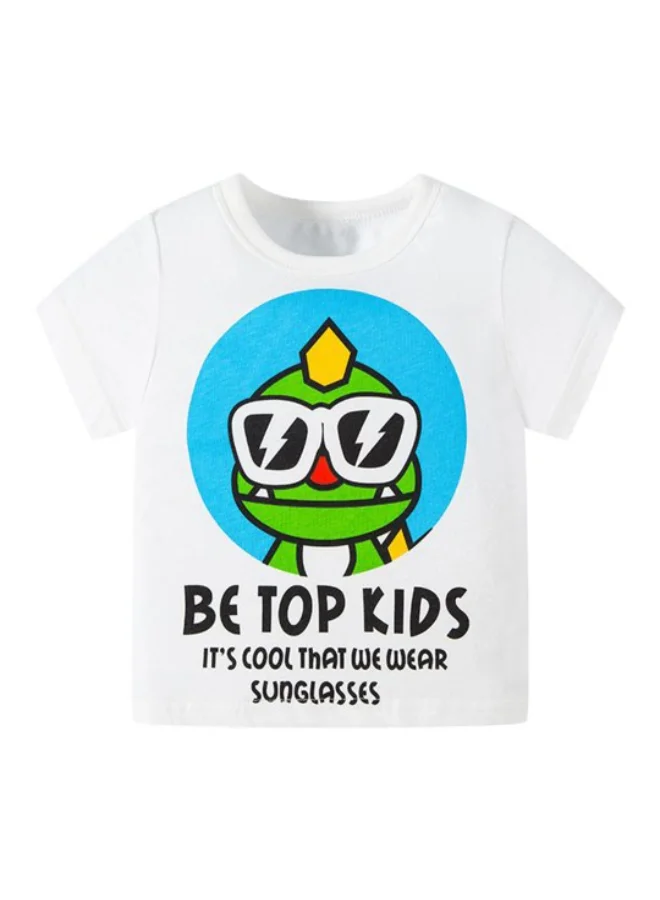 YUNIQEE White Printed Short Sleeve Crew Neck T-Shirt