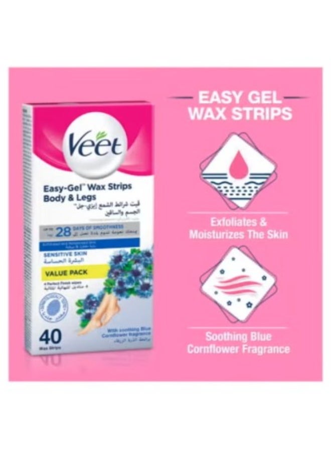 Veet Hair Removal Cold Wax Strips Sensitive Skin Blue 40-Piece Strips - Image 3