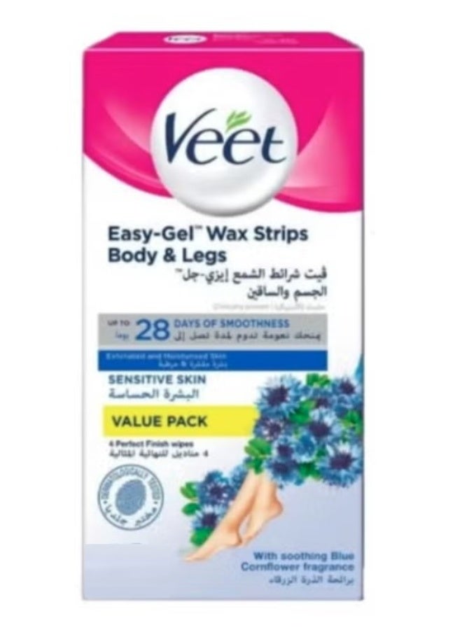 Veet Hair Removal Cold Wax Strips Sensitive Skin Blue 40-Piece Strips - Image 1