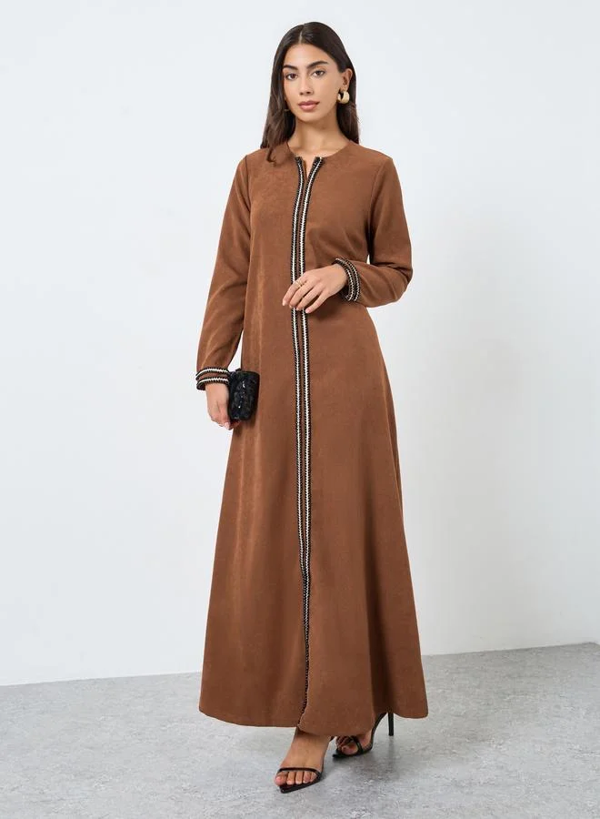 Amirah Rust Lace Insert Maxi Jalabiya